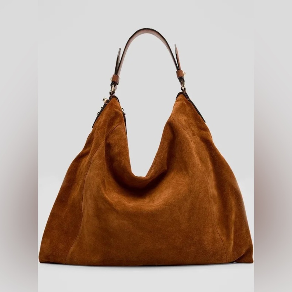 Jimmy Choo Ana Zip Suede Hobo Bag